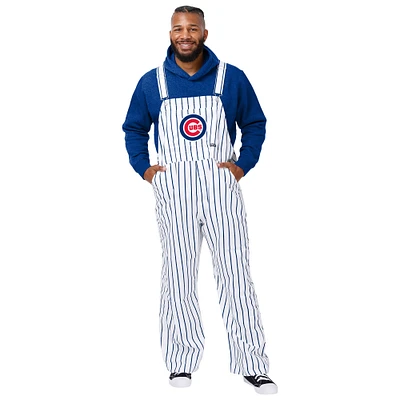 Men's FOCO  White Chicago Cubs Pinstripe Bib Overalls