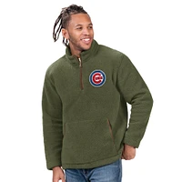 Men's G-III Sports by Carl Banks  Hunter Green Chicago Cubs Everest Fleece Quarter-Zip Jacket
