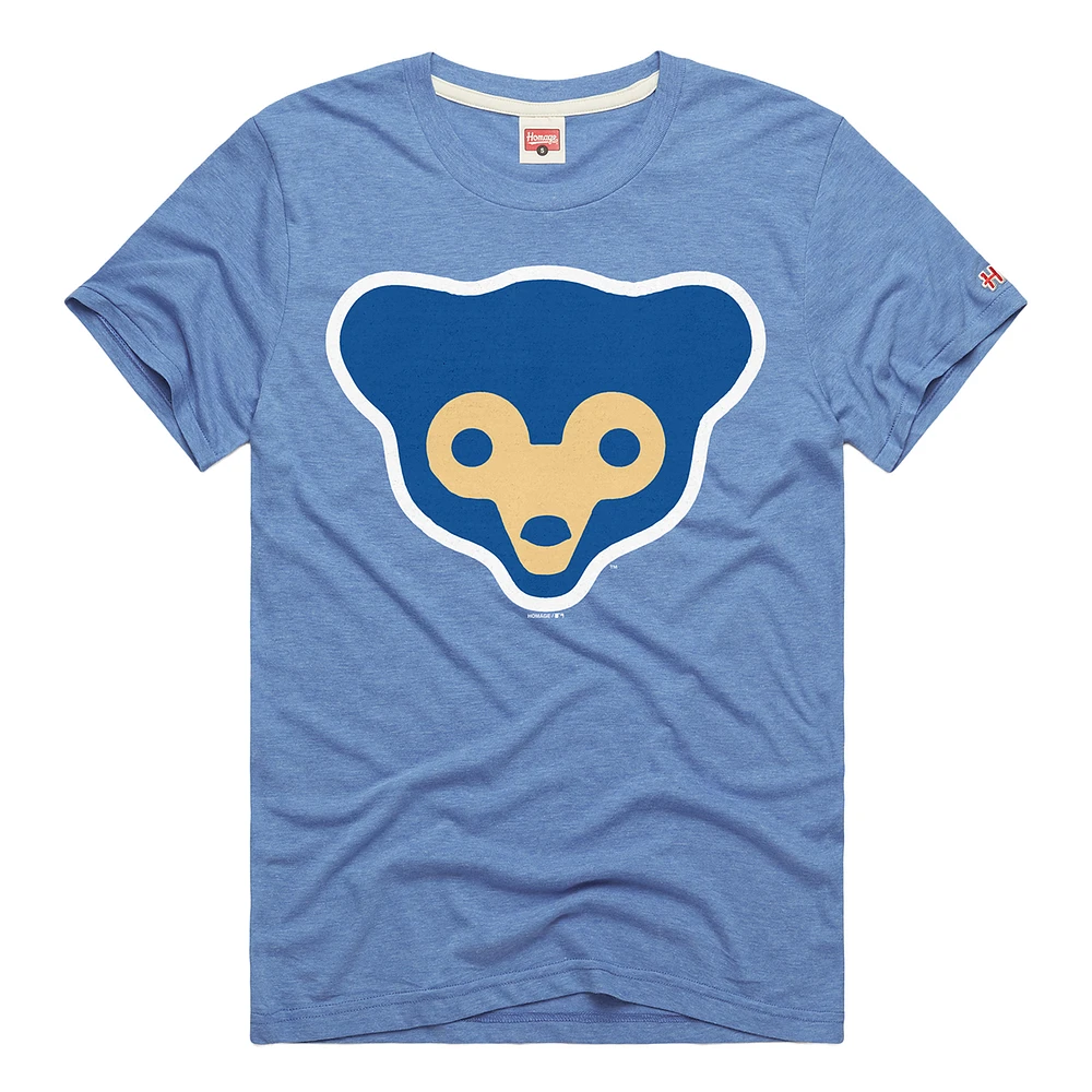 Men's Homage  Light Blue Chicago Cubs Hyper Local Tri-Blend T-Shirt
