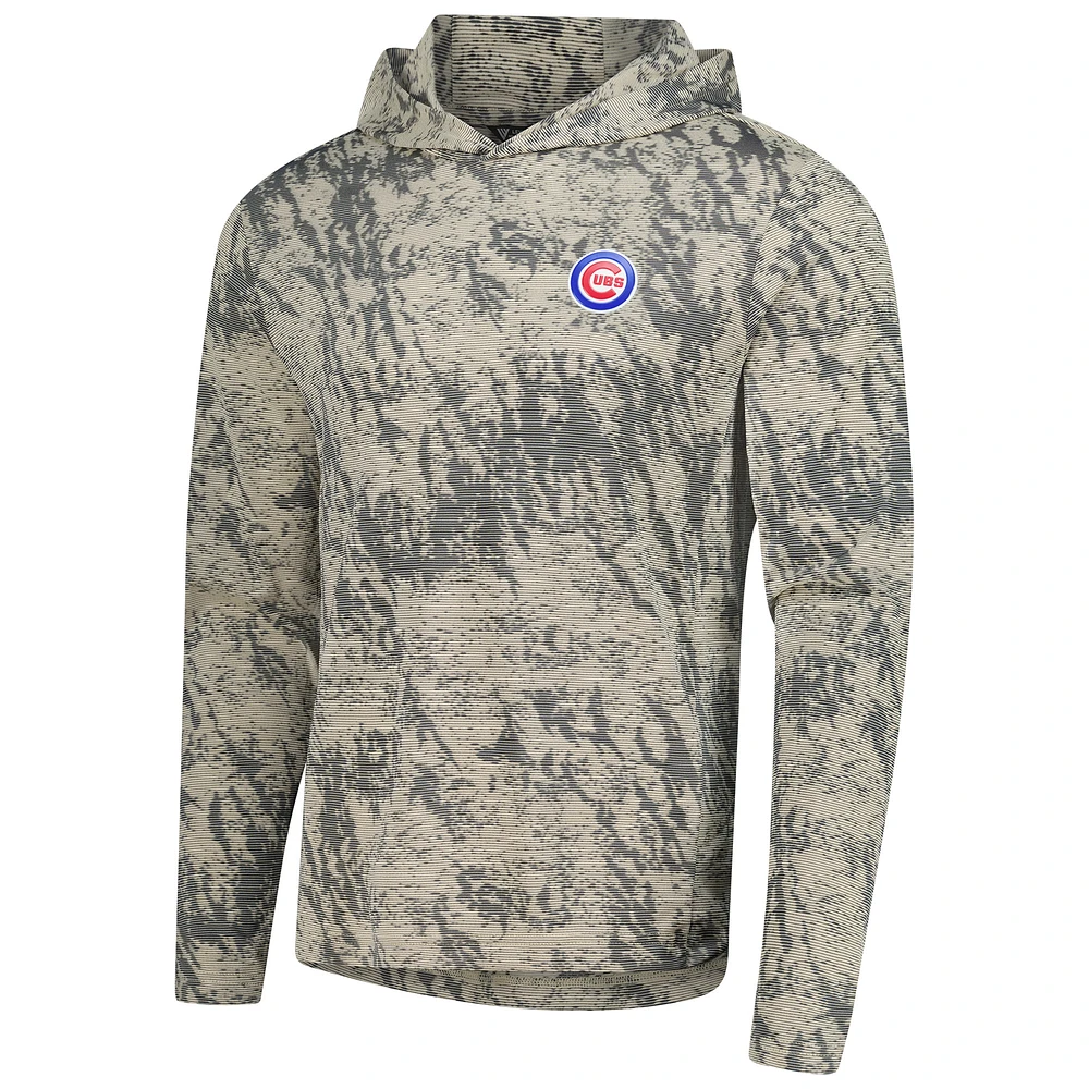 Men's Levelwear  Tan Chicago Cubs Insignia Lightweight Long Sleeve Hooded T-Shirt
