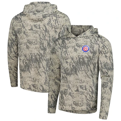 Men's Levelwear  Tan Chicago Cubs Insignia Lightweight Long Sleeve Hooded T-Shirt