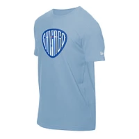 Men's New Era  Light Blue Chicago Cubs Guitar Pick T-Shirt