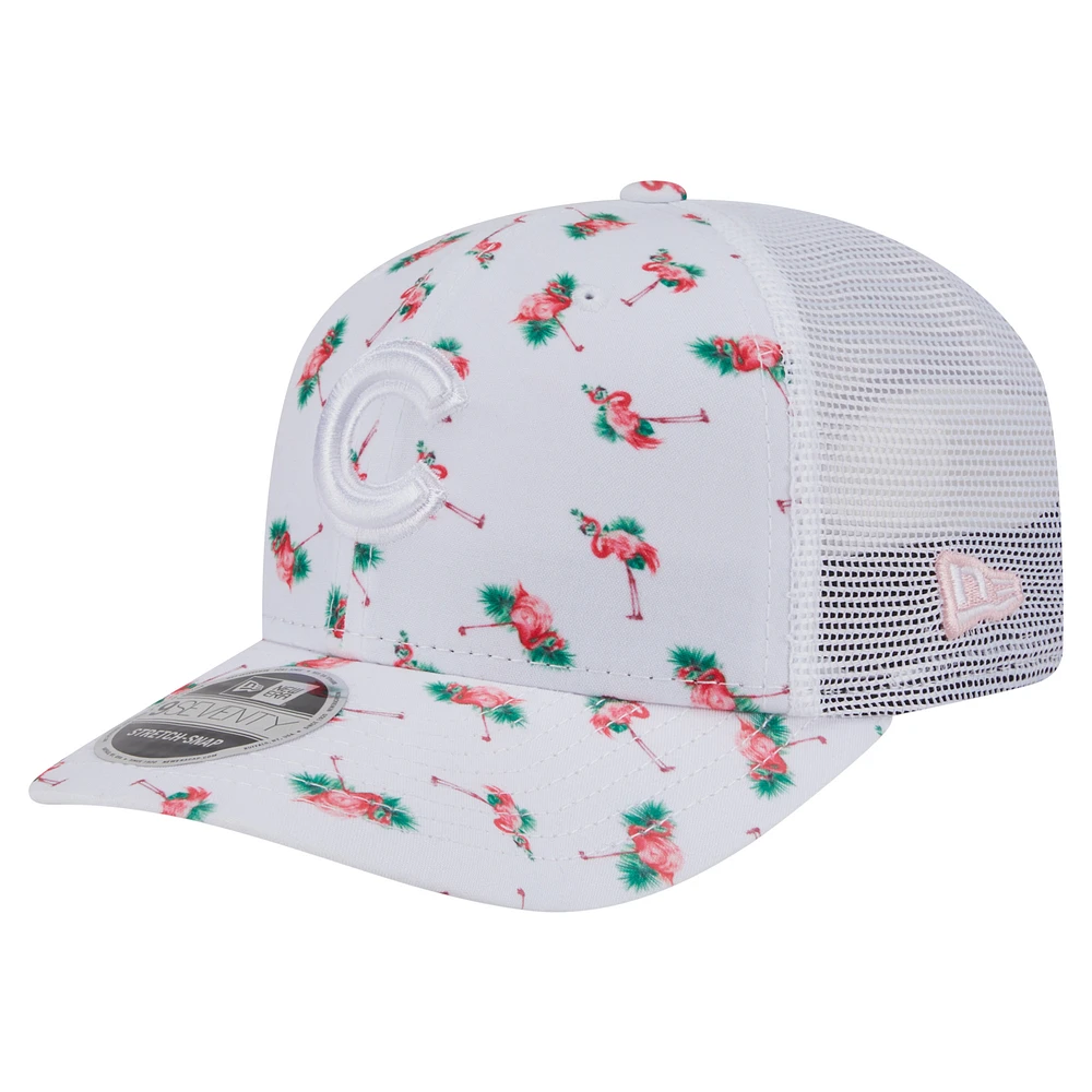 Men's New Era  White Chicago Cubs Flamingo Mesh Back 9SEVENTY Stretch-Snap Hat