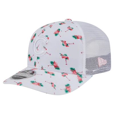 Men's New Era  White Chicago Cubs Flamingo Mesh Back 9SEVENTY Stretch-Snap Hat
