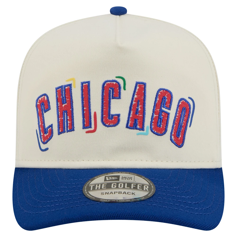 Men's New Era  White Chicago Cubs Team Scribble Golfer Adjustable Hat