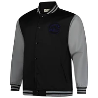 Men's Profile  Black/Gray Chicago Cubs Full-Snap Varsity Jacket