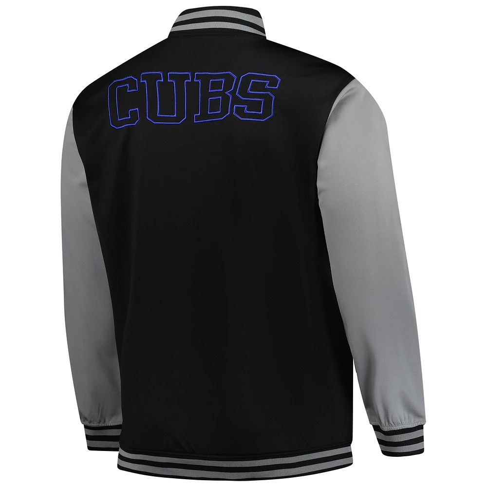 Men's Profile  Black/Gray Chicago Cubs Full-Snap Varsity Jacket