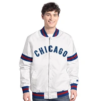 Men's Starter  White Chicago Cubs Cooperstown Scout Full-Snap Varsity Jacket