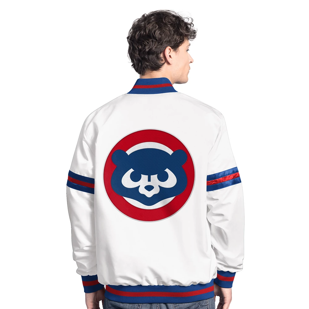 Men's Starter  White Chicago Cubs Cooperstown Scout Full-Snap Varsity Jacket