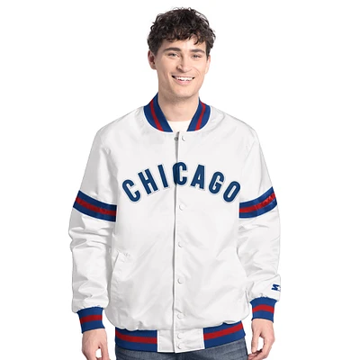Men's Starter  White Chicago Cubs Cooperstown Scout Full-Snap Varsity Jacket