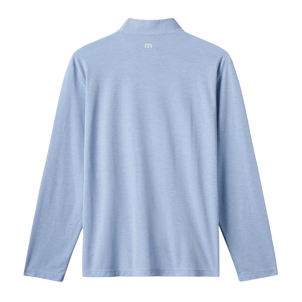 Men's TravisMathew  Light Blue Chicago Cubs Time to Tailgate Tri-Blend Quarter-Zip Pullover
