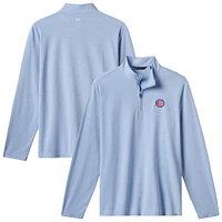 Men's TravisMathew  Light Blue Chicago Cubs Time to Tailgate Tri-Blend Quarter-Zip Pullover