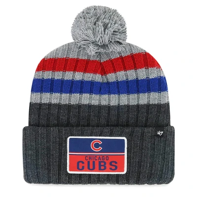 Men's '47 Gray Chicago Cubs Stack Cuffed Knit Hat with Pom