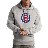 Men's Antigua Heathered Gray Chicago Cubs Victory Pullover Hoodie
