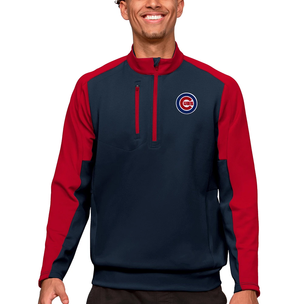 Pull-over à glissière quart de tour pour homme, bleu marine, des Chicago Cubs