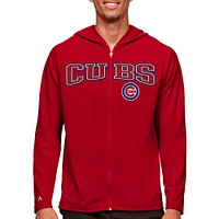 Men's Antigua Red Chicago Cubs Wordmark Legacy Full-Zip Hoodie