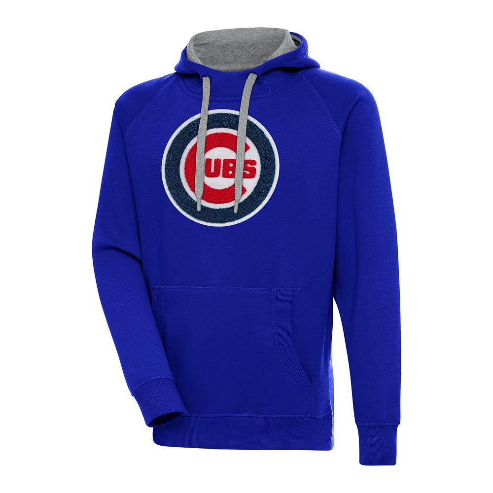 Sweat à capuche Victory Chenille pour homme Antigua Royal Chicago Cubs