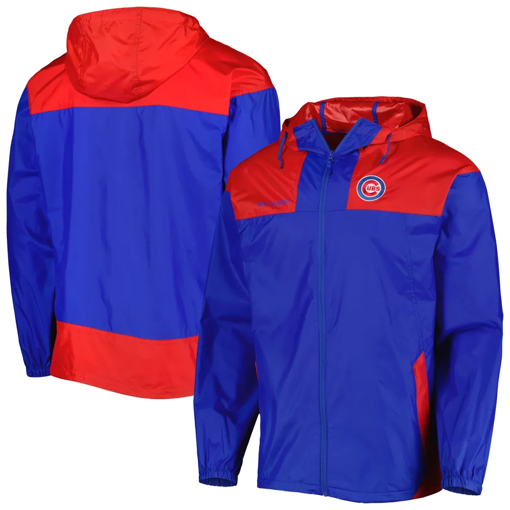 Columbia Royal/Red Chicago Cubs Omni-Shade Flash Forward Challenger Veste coupe-vent entièrement zippée pour homme