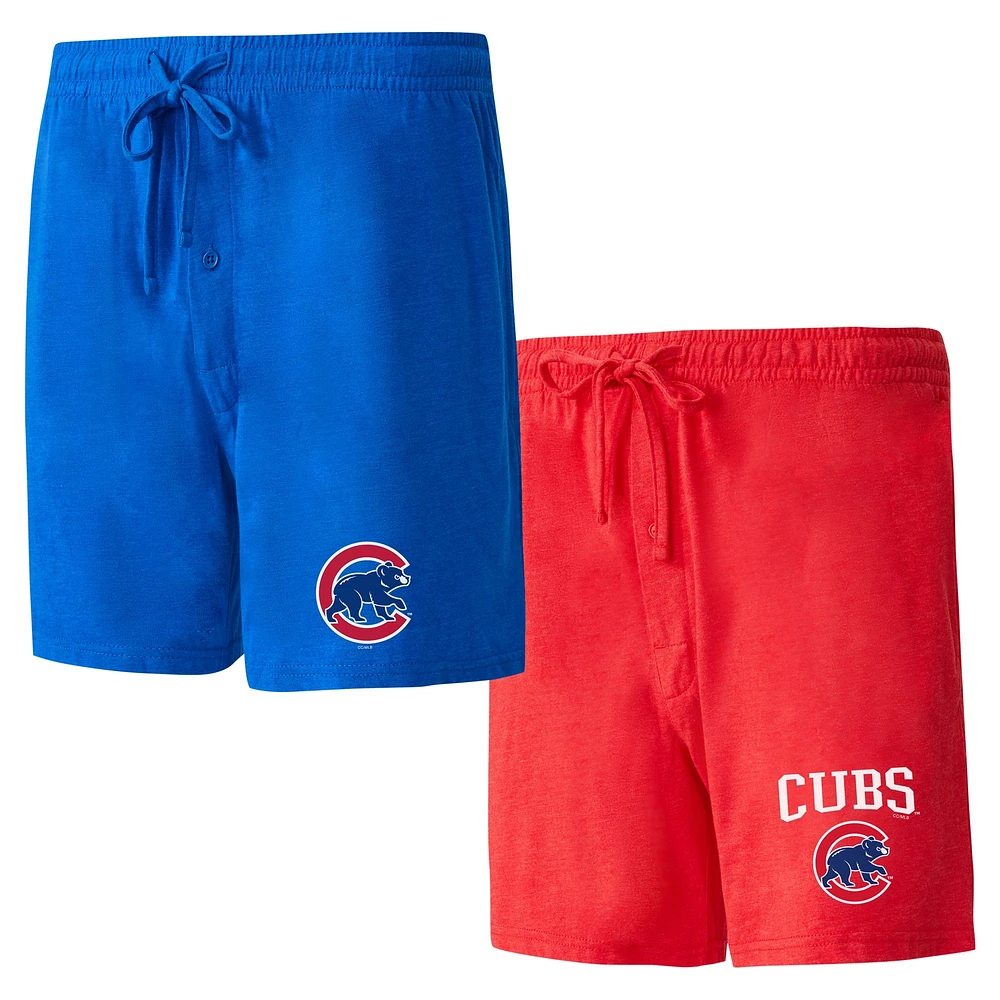 Pack de deux shorts nuit Concepts Sport Royal/Rouge Chicago Cubs pour hommes