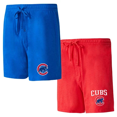 Pack de deux shorts nuit Concepts Sport Royal/Rouge Chicago Cubs pour hommes