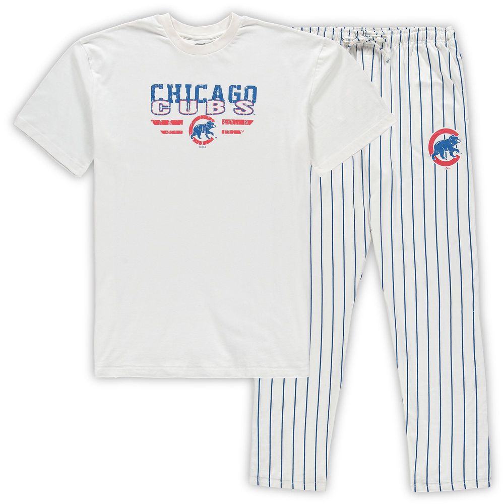 Men's Concepts Sport White/Royal Chicago Cubs Big & Tall Pinstripe Sleep Set