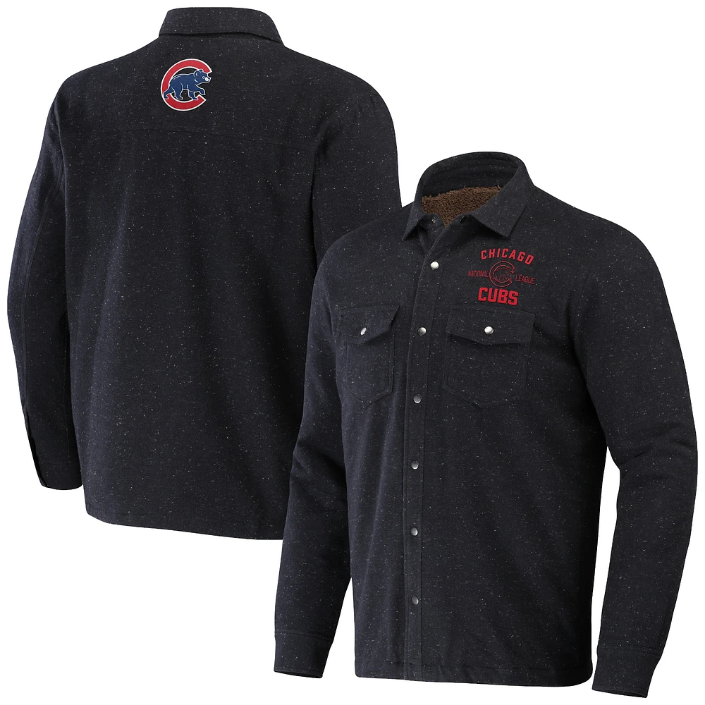 Men's Darius Rucker Collection by Fanatics Black Chicago Cubs Ringstop Full-Snap Shacket