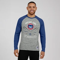 Men's Darius Rucker Collection by Fanatics  Heather Gray Chicago Cubs Raw Edge Raglan Long Sleeve Baseball T-Shirt