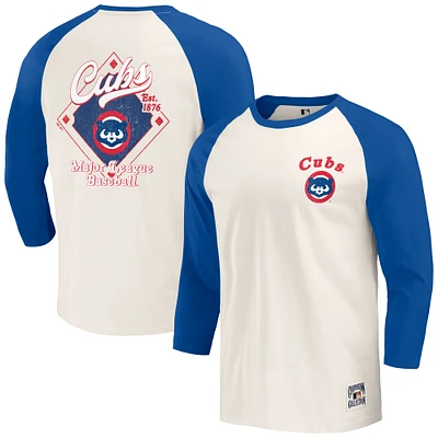 Collection Darius Rucker pour hommes par Fanatics Royal/Blanc Chicago Cubs Cooperstown T-shirt raglan à manches 3/4