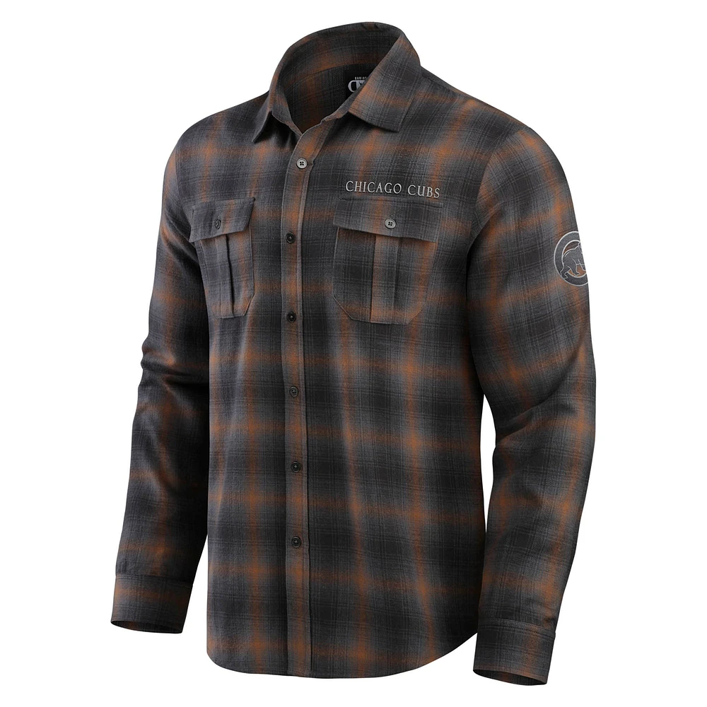 Men's Darius Rucker Collection by Fanatics Tan Chicago Cubs Classic Flannel Long Sleeve Button-Up Shirt