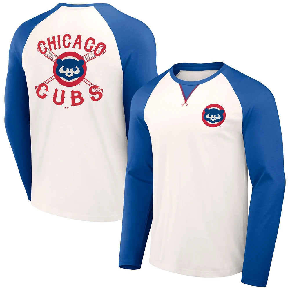 Men's Darius Rucker Collection by Fanatics  White/Royal Chicago Cubs Team Color Raglan T-Shirt