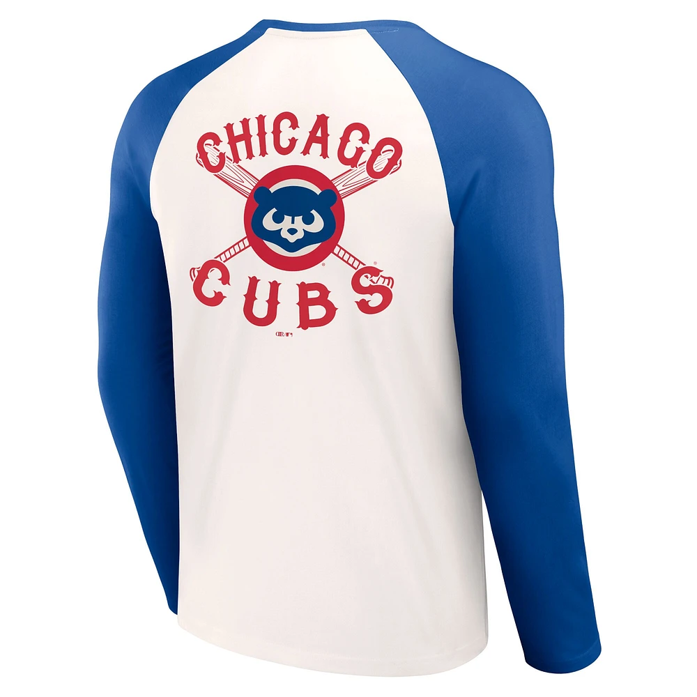 Men's Darius Rucker Collection by Fanatics  White/Royal Chicago Cubs Team Color Raglan T-Shirt