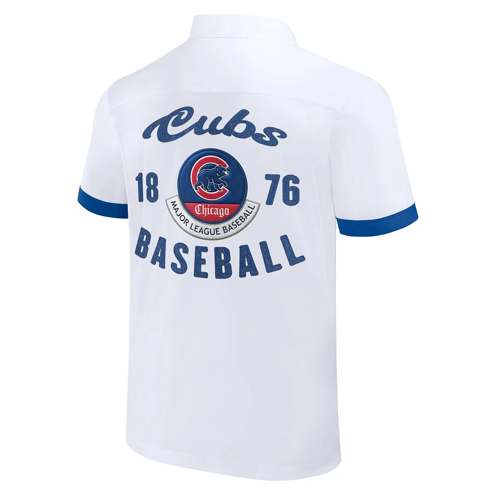 Collection Darius Rucker pour homme par Fanatics White Chicago Cubs Bowling Chemise boutonnée