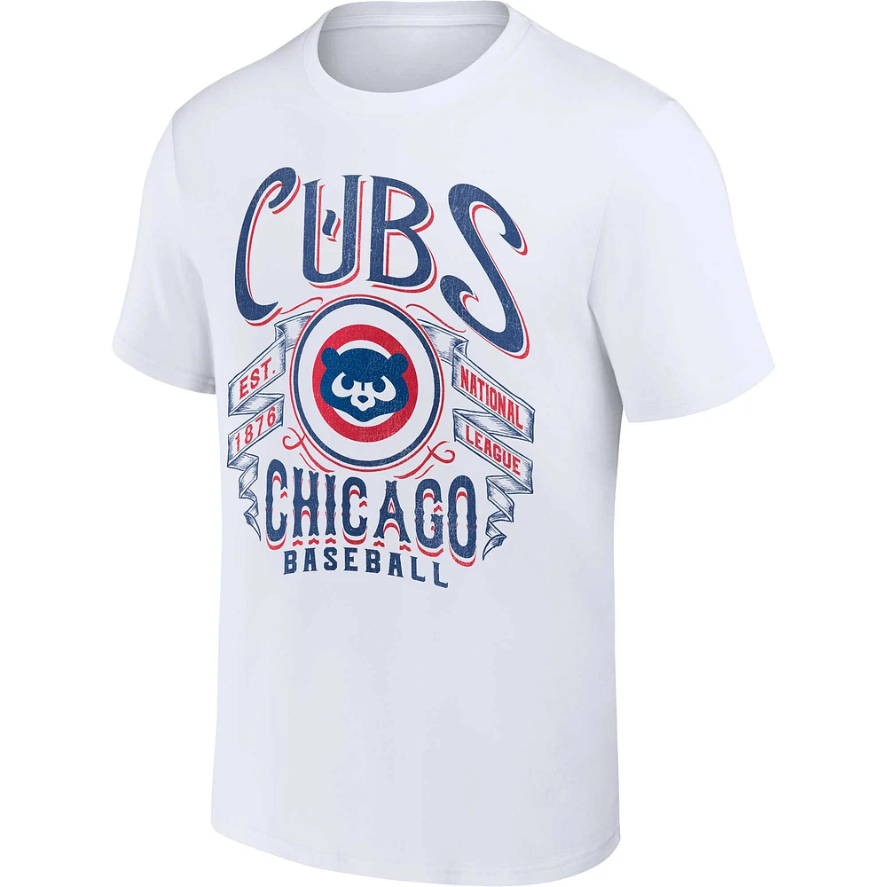 Men's Darius Rucker Collection by Fanatics White Chicago Cubs Distressed Rock T-Shirt