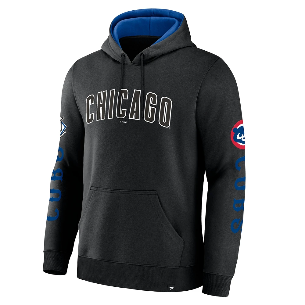 Men's Fanatics  Black Chicago Cubs Big City Legacy Fleece Pullover Hoodie