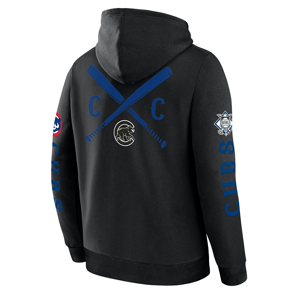 Men's Fanatics  Black Chicago Cubs Big City Legacy Fleece Pullover Hoodie