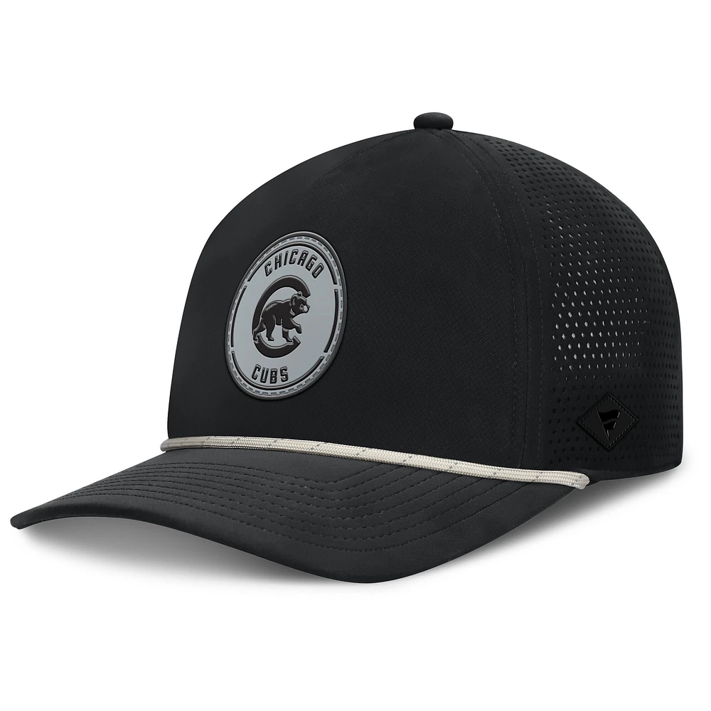 Casquette ajustable Fanatics noire pour homme avec logo des Chicago Cubs