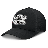 Men's Fanatics Black Chicago Cubs Team Patch A-Frame Trucker Snapback Hat