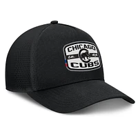 Men's Fanatics Black Chicago Cubs Team Patch A-Frame Trucker Snapback Hat