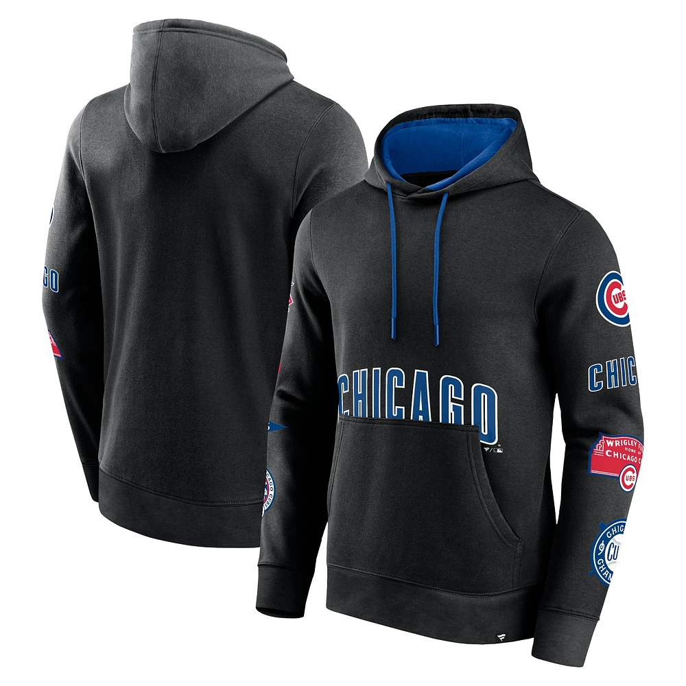 Sweat à capuche noir Fanatics pour hommes des Chicago Cubs Wild Winner