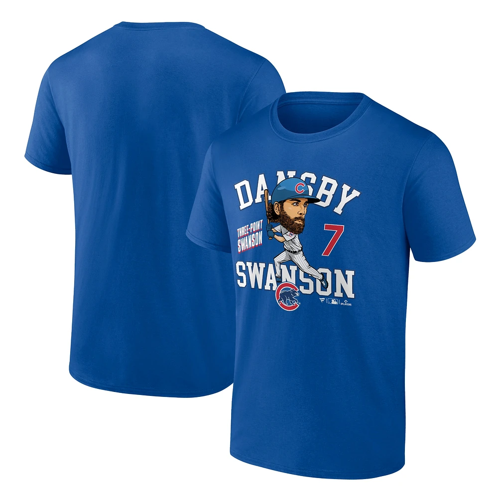 Men's Fanatics Dansby Swanson Royal Chicago Cubs Hometown Caricature T-Shirt