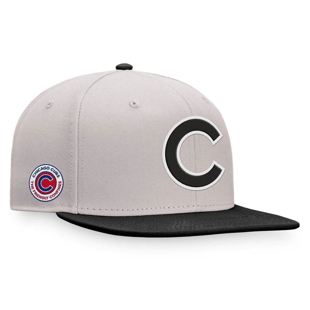 Men's Fanatics  Gray/Black Chicago Cubs Sky Team Patch Snapback Hat