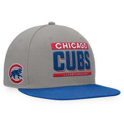 Casquette Snapback bicolore Fanatics gris/Royal Chicago Cubs Line Drive pour hommes