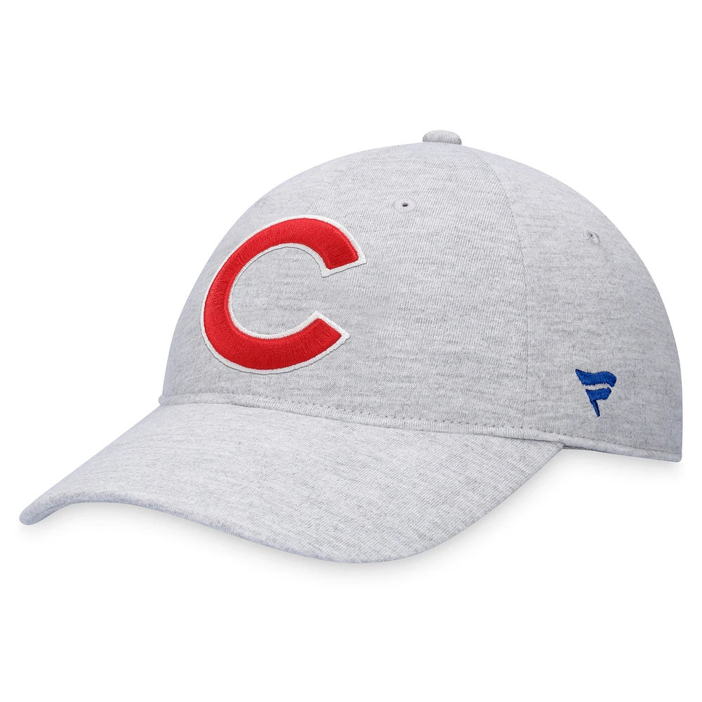 Men's Fanatics Heather Gray Chicago Cubs Logo Adjustable Hat