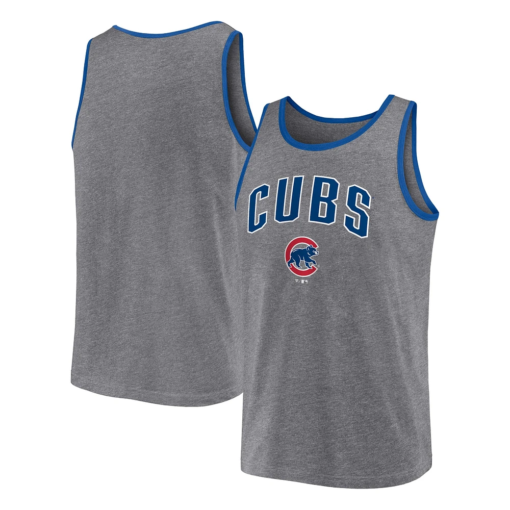 Men's Fanatics  Heather Gray Chicago Cubs Primary Tank Top