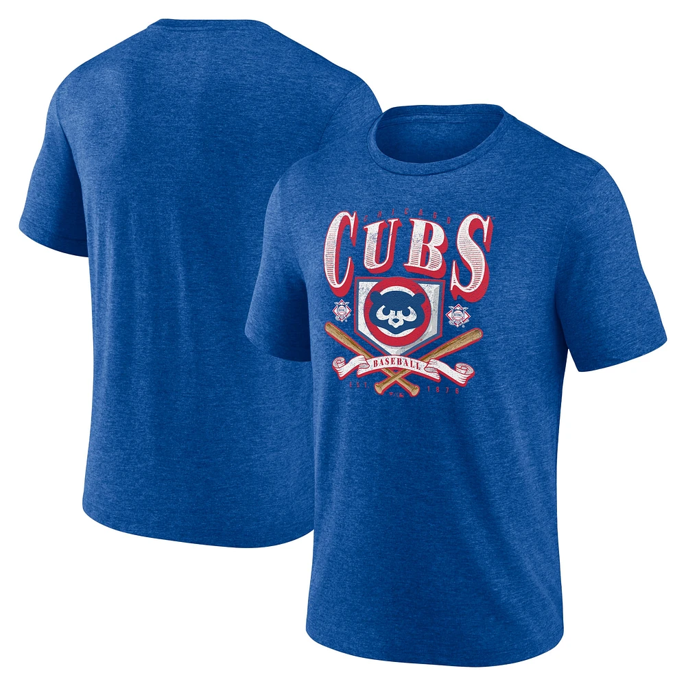 T-shirt triple mélange Fanatics Heather Royal Chicago Cubs pour hommes