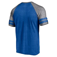 Men's Fanatics Heather Royal Chicago Cubs Utility Two-Stripe Raglan Tri-Blend T-Shirt