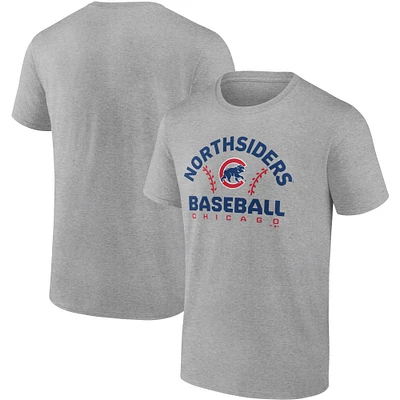 T-shirt emblématique Go for Two des Chicago Cubs Fanatics gris chiné pour hommes