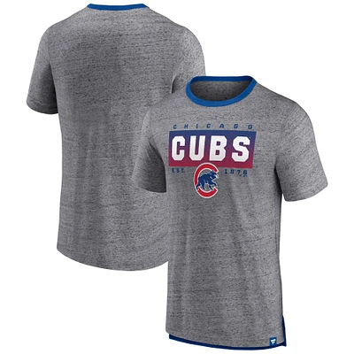 T-shirt à sonnerie mouchetée Iconic Team Element des Chicago Cubs Fanatics pour hommes, gris chiné