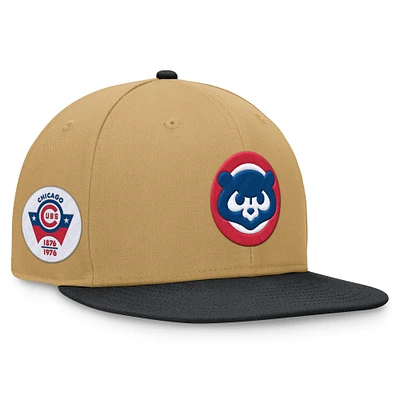 Casquette ajustée bicolore Heritage Chicago Cubs Fanatics kaki/noir pour hommes