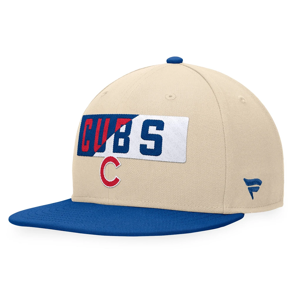 Casquette Snapback Cycle Snapback Fanatics Kaki/Royal Chicago Cubs pour hommes